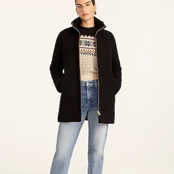 EUC jcrew 8/8P black Cocoon coat Italian stadium-cloth wool - Picture 2 of 15
